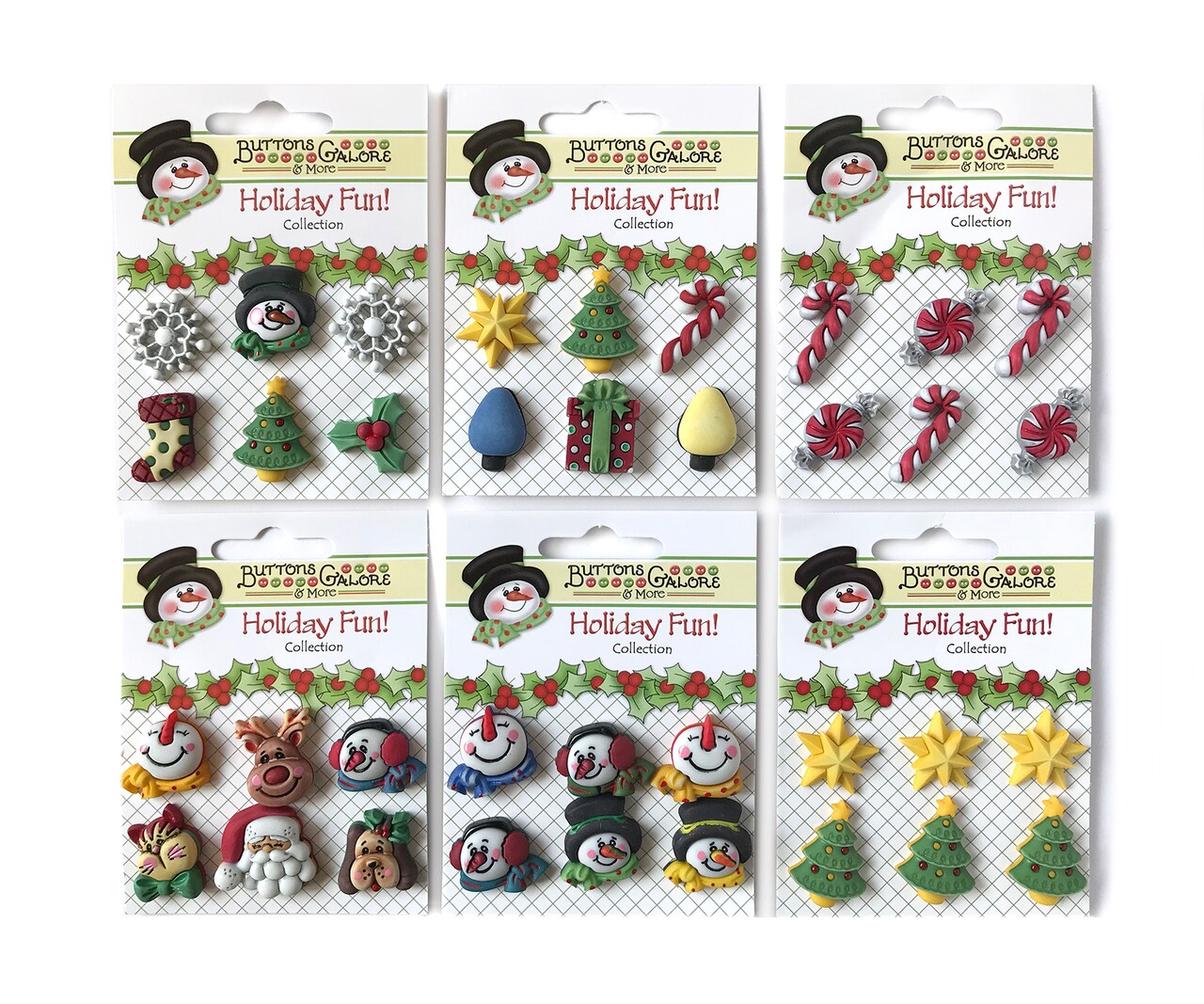 Buttons Galore and More 3D Novelty Buttons – Holiday Fun Group Christmas Bundle - 36 Pcs